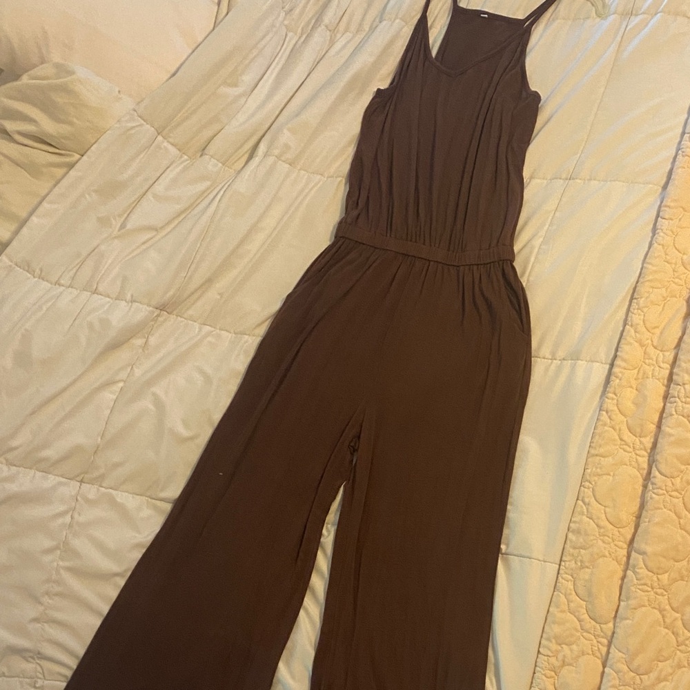 Brown Wide-Leg Sleeveless Jumpsuit
